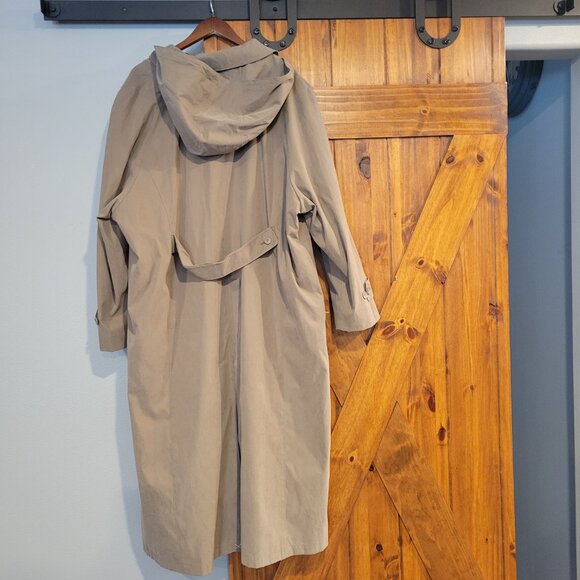 Vintage London Fog Hooded Trench Coat Women’s Plus 24W Tan, Faux Suede Insulated - Picture 4 of 12